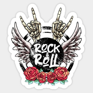 Lets Rock Rock&Roll Skeleton Hand Retro Vintage Rock Concert Sticker